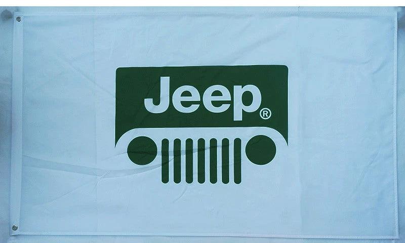 Jeep Flag-3x5 FT-100% polyester Banner-white-green-earth yellow by flagsshop