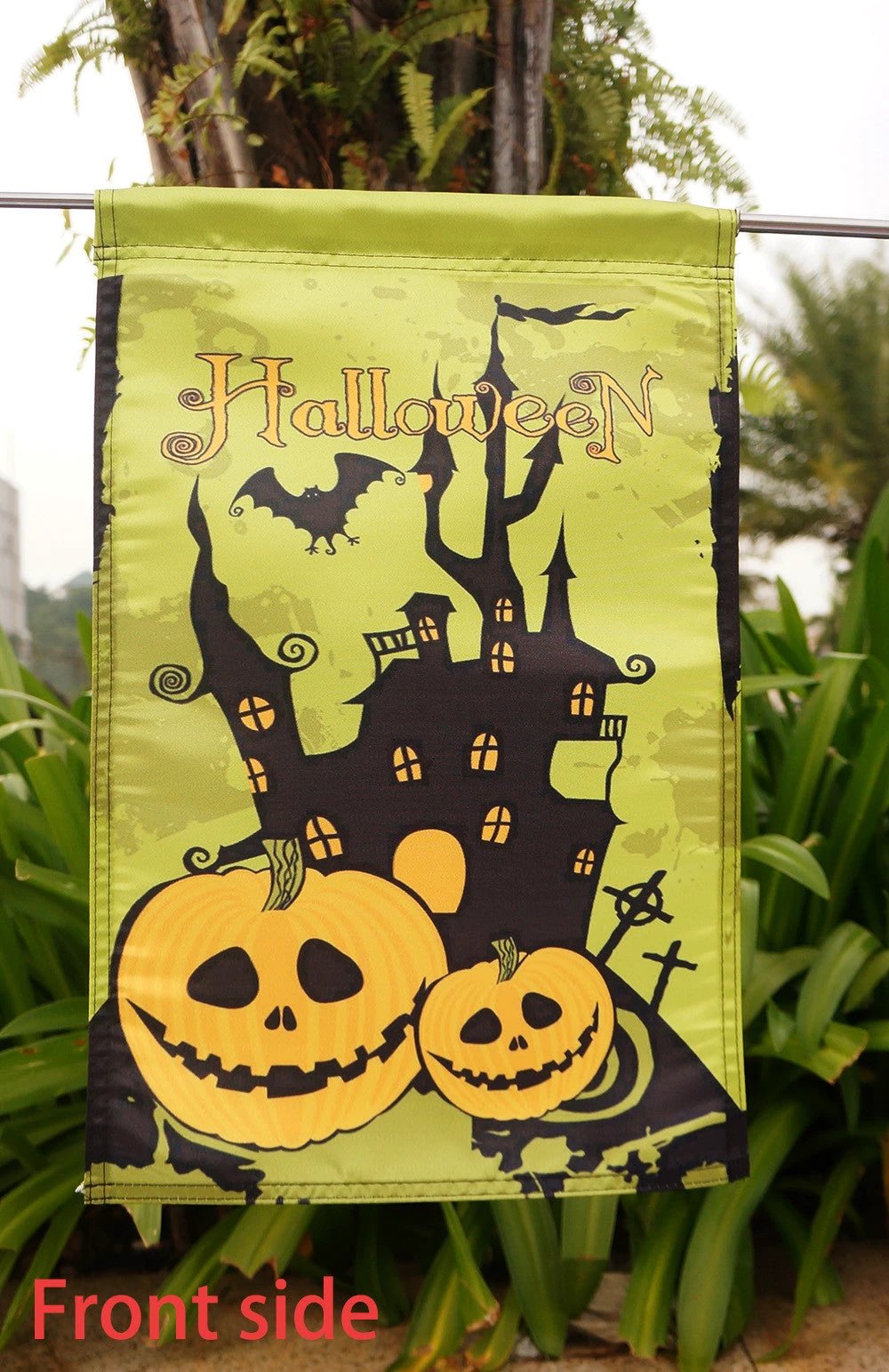 Happy Haunting Halloween Garden Flag Bats Pumpkins Scary Mini Banner "12.5 x 18" ,"28 x 40" Inches by flagsshop