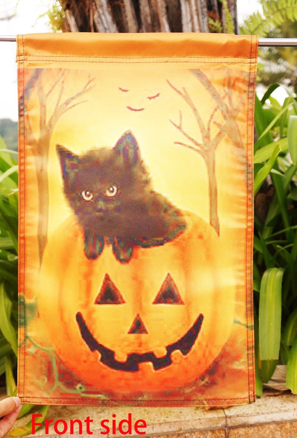 Halloween Kitten Black Cat Garden Flag Fall- "12.5 x 18" "28 x 40" Inches by flagsshop