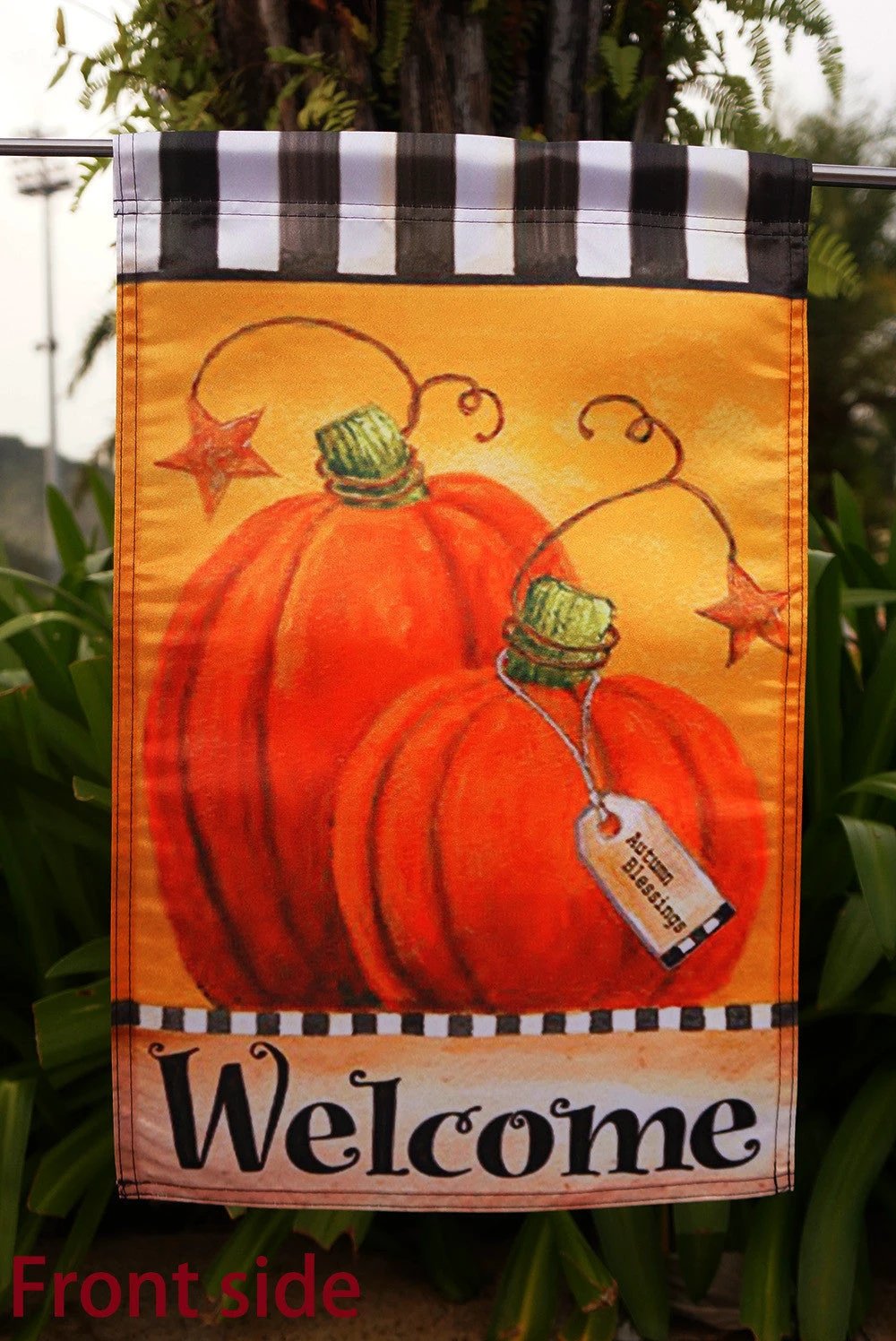 Pumpkin Autumn Welcome Primitive Fall Garden Flagv - "12.5 x 18" "28 x 40" Inches by flagsshop