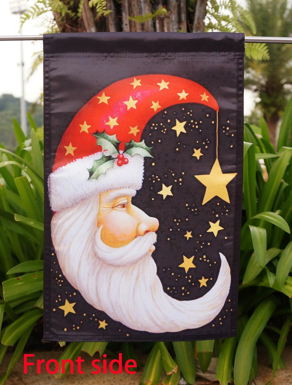 Santa Moon - Decorative Christmas Celestial Star Winter Holiday House Flag - "12.5 x 18" "28 x 40" Inches by flagsshop
