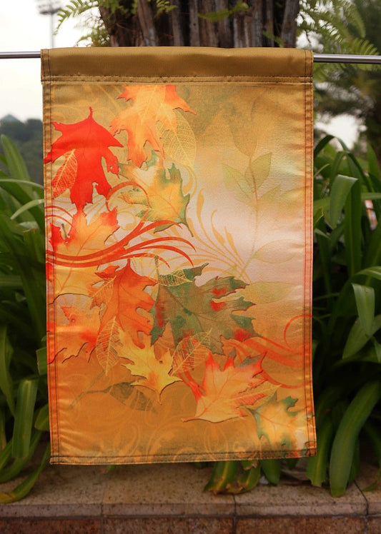 Autumn Aria - Decorative Leaves Fall Orange Yellow Garden Flag - "12.5 x 18" "28 x 40" Inches by flagsshop