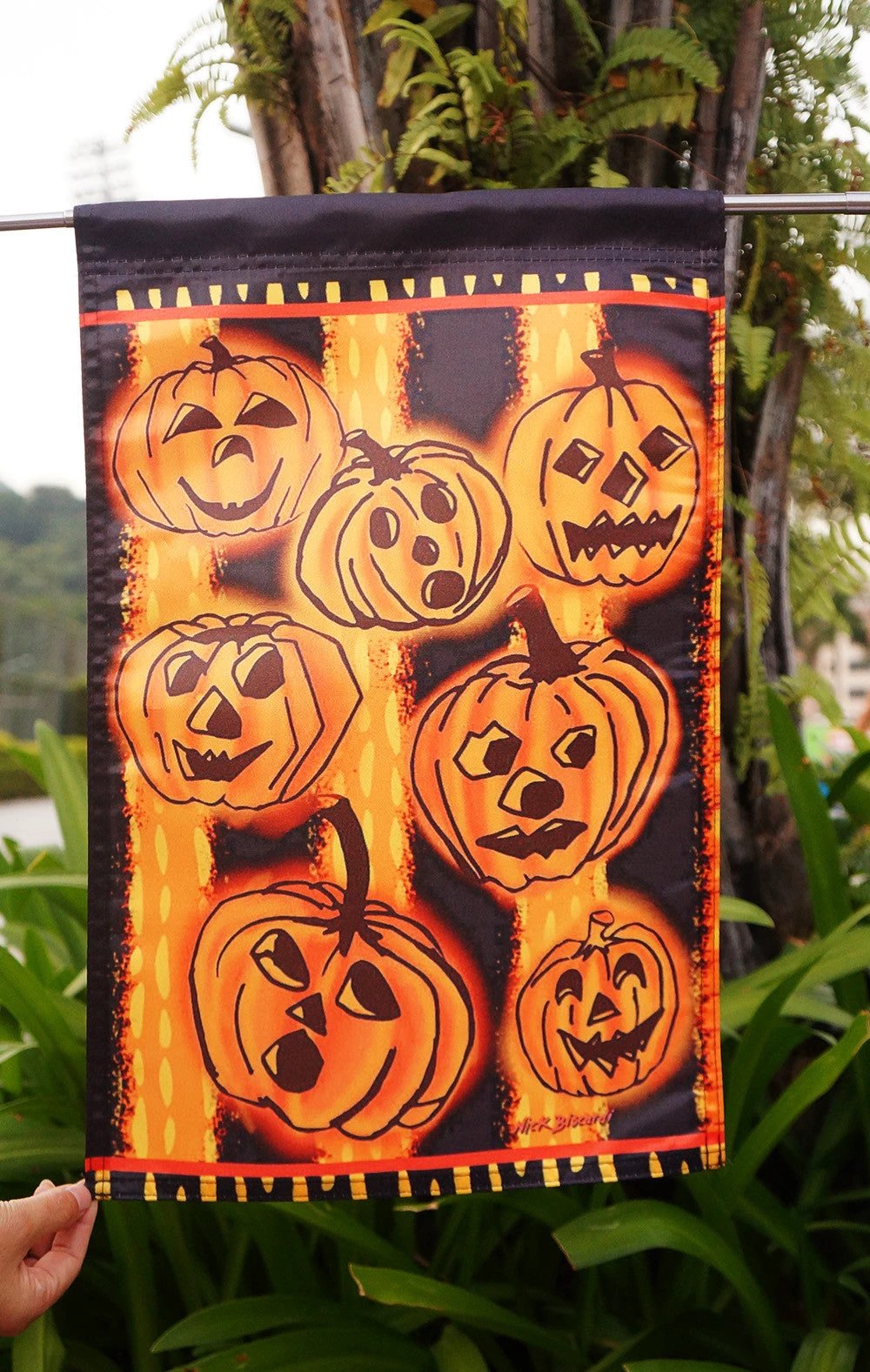 Family garden Halloween pumpkins flag bunting, 18" x 12.5 " , 28 x 40 inches by flagsshop
