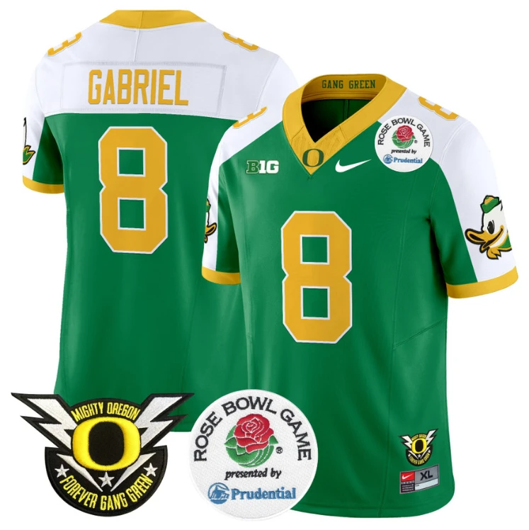 Dillon Gabriel Jersey #8 Oregon Ducks Football 2024 Rose Bowl Green Alternate by NCAA Football Jersey