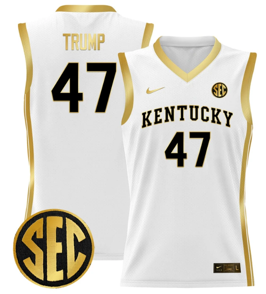 Donald Trump Jersey #47 Kentucky Wildcats Lightweight Basketball White Gold by My store basketball