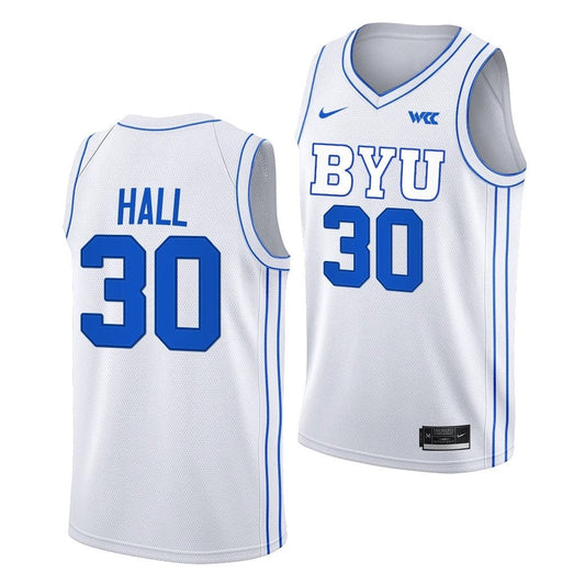 Dallin Hall Jersey BYU Cougars College Basketball White #30 by My store basketball