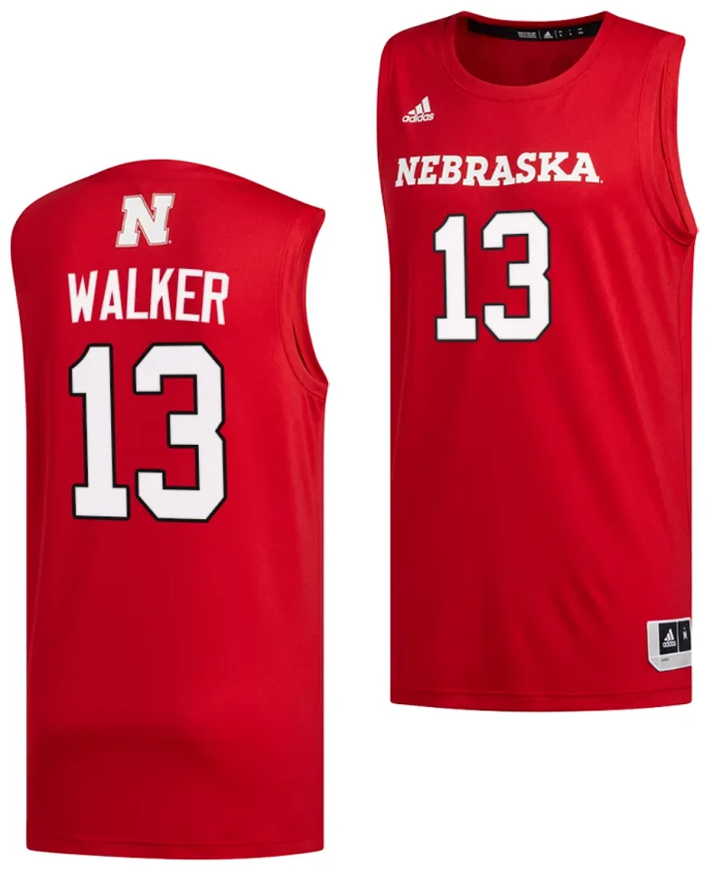 Derrick Walker Jersey #13 Nebraska Cornhuskers Basketball Swingman 2023-24 Red by My store basketball