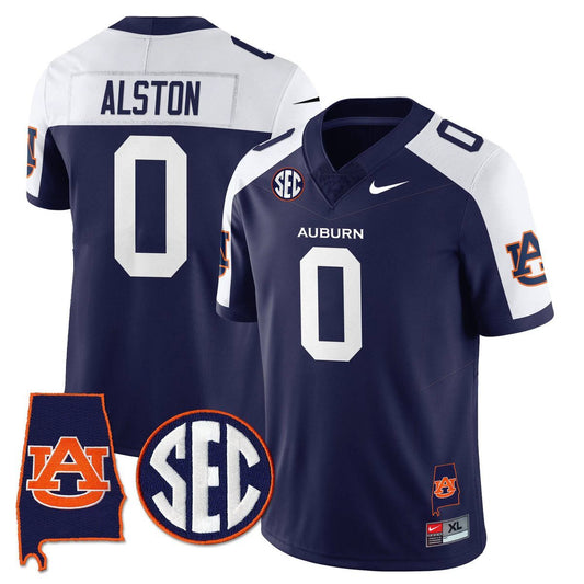 Damari Alston Jersey #0 Auburn Tigers Alabama Patch Vapor Stitched Navy Alter by My Store NCAA Football Jerseys