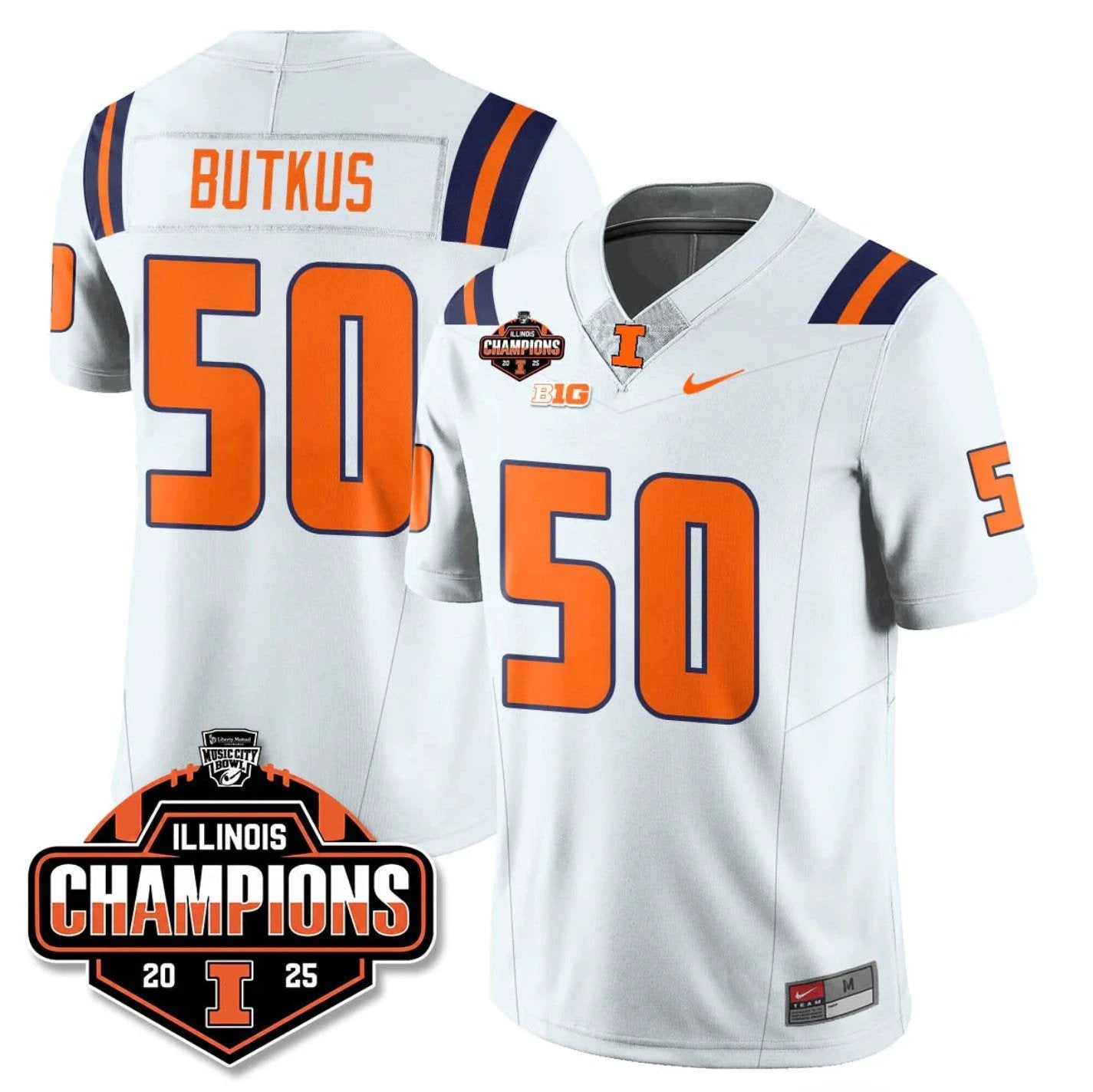 Dick Butkus Jersey #50 Illinois Fighting 2025 Music City Bowl Champions Stitched by My Store NCAA Football Jerseys