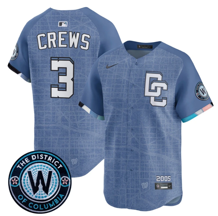 Dylan Crews Jersey #3 Washington Nationals 2025 City Connect Vapor Premier Limited Stitched Blue by My Store