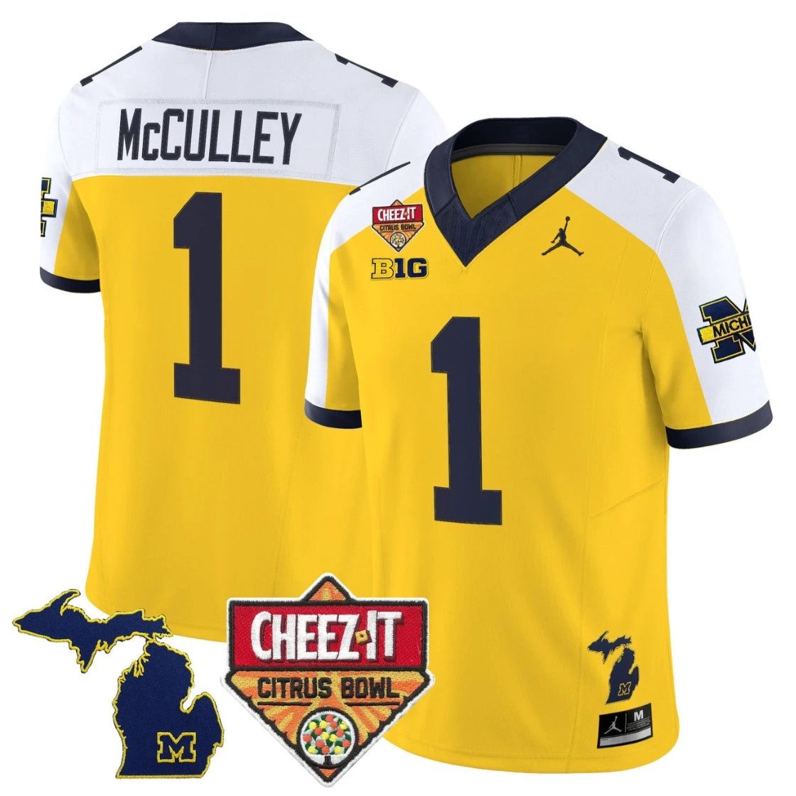Donaven McCulley Jersey #1 Michigan Wolverines 2025 Cheez-It Citrus Bowl by My Store NCAA Football Jerseys