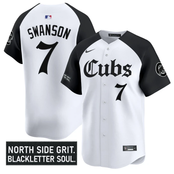 Dansby Swanson Jersey #7 Chicago Cubs Gothic North Side Edition Vapor Limited Stitched Black by My Store