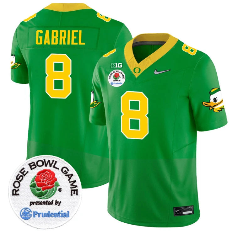 Dillon Gabriel Jersey #8 Oregon Ducks Rose Bowl Patch Vapor Limited V2 Green by NCAA Football Jersey