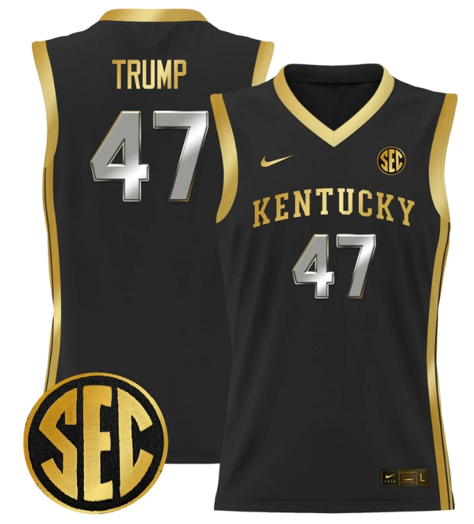 Donald Trump Jersey #47 Kentucky Wildcats Lightweight Basketball Black Gold by My store basketball