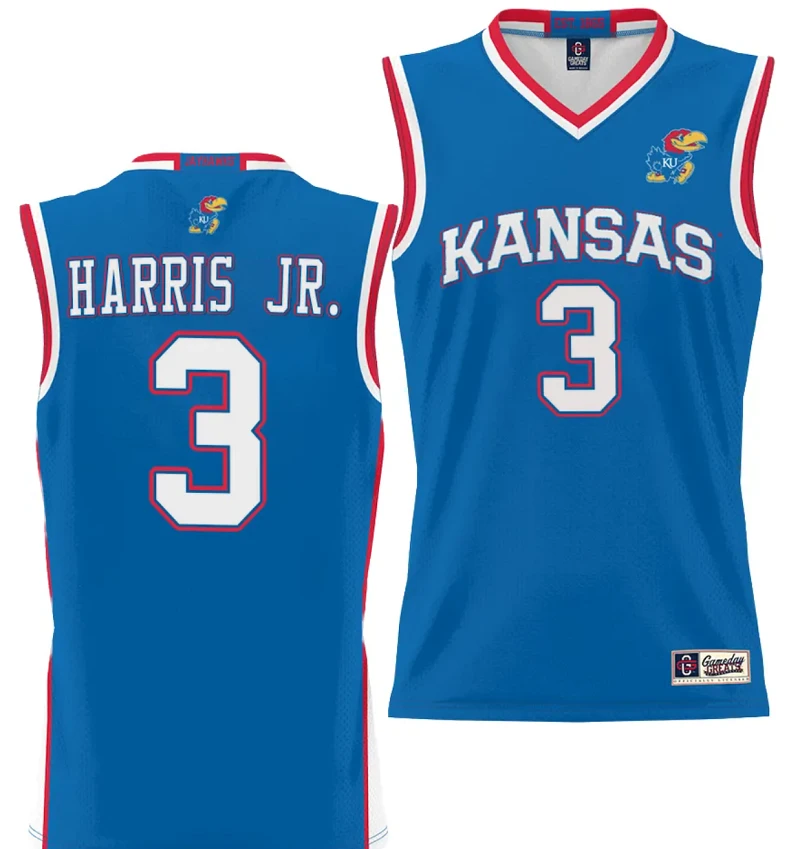 Dajuan Harris Jr Jersey #3 Kansas Jayhawks NIL College Basketball Lightweight Royal by My store basketball
