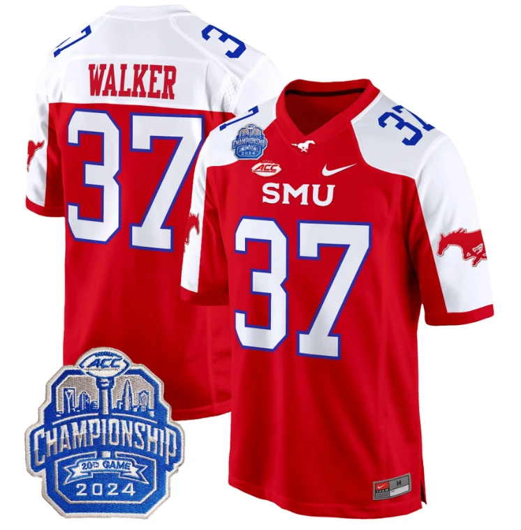 Doak Walker Jersey #37 SMU Mustangs 2024 ACC Championship Patch Red Alternate by My Store