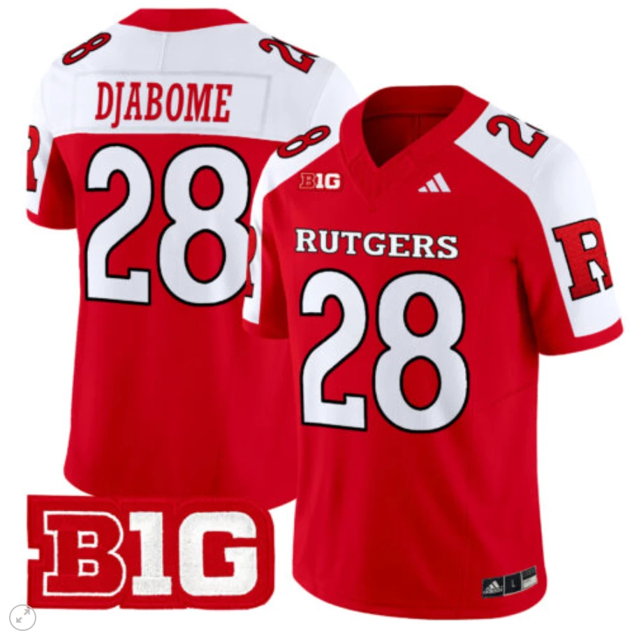 Dariel Djabome Jersey #28 Rutgers Scarlet Knights Vapor Limited Football Red Alternate by My Store