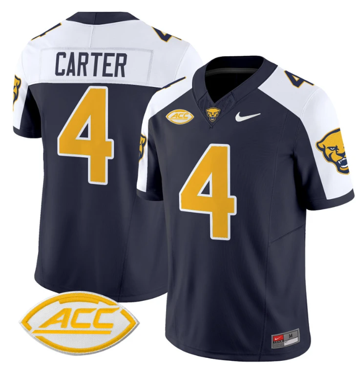 Daniel Carter Jersey #4 Pittsburgh Panthers Vapor Limited College Football Stitched Navy Alternate by My Store