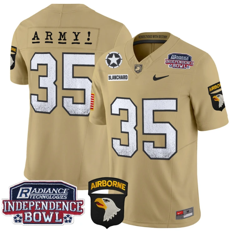 Doc Blanchard Jersey #35 Army Black Knights Independence Bowl Patch Tan by My Store