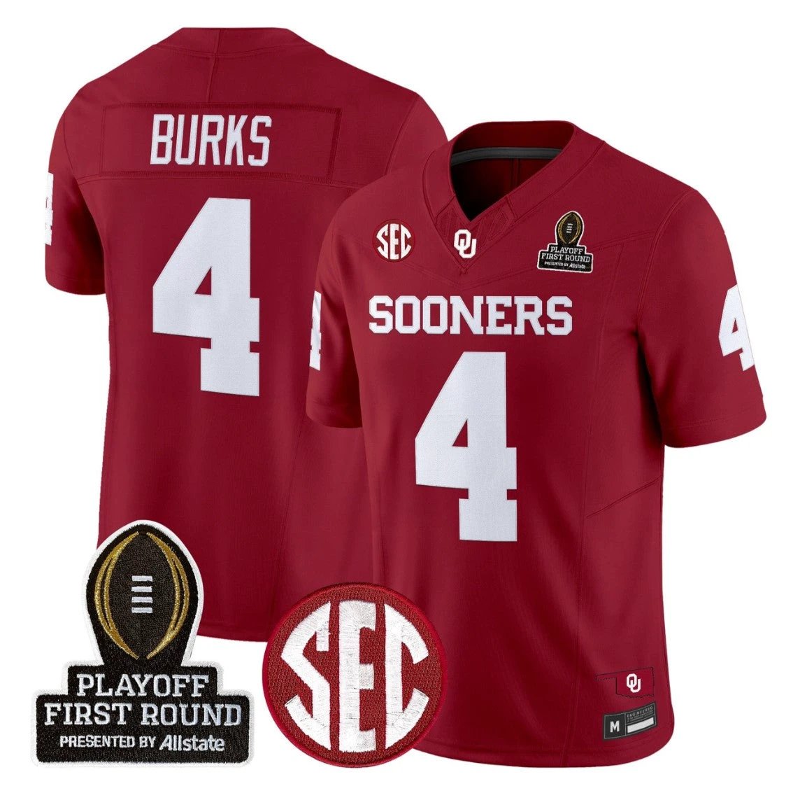 Deion Burks Jersey #4 Oklahoma Sooners 2025 Playoff First Round Stitched by My Store NCAA Football Jerseys