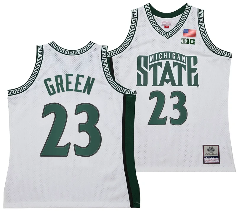 Draymond Green Jersey #23 Michigan State Spartans 125th Basketball Anniversary 1999 Throwback White by My store basketball