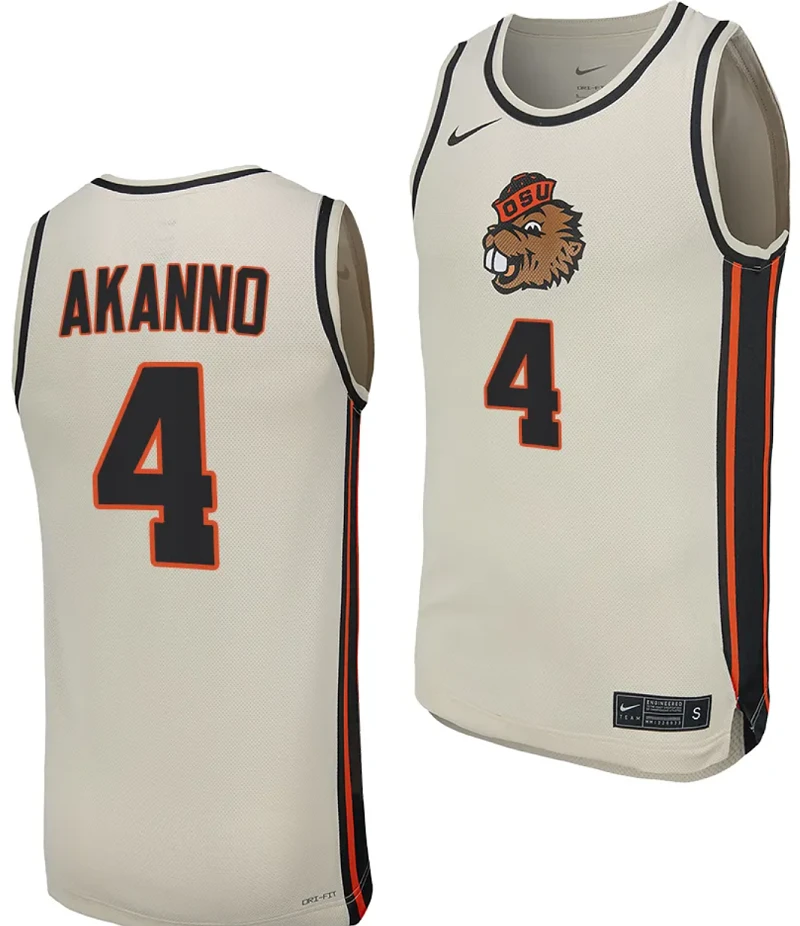 Dexter Akanno Jersey #4 Oregon State Beavers College Basketball Replica uniform White by My store basketball