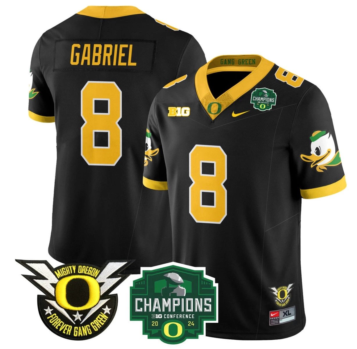 Dillon Gabriel Jersey #8 Oregon Ducks 2024 Big Ten Champions Football Black by My Store