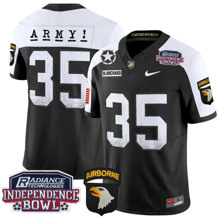 Doc Blanchard Jersey #35 Army Black Knights Independence Bowl Patch Black Alternate by My Store