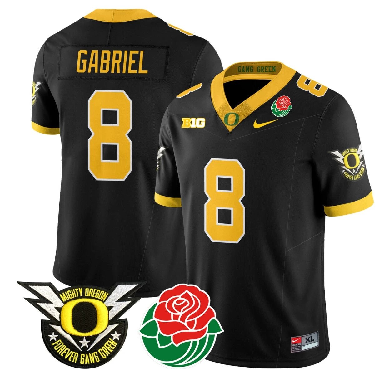 Dillon Gabriel Jersey #8 Oregon Ducks 2024 Mighty Rose Bowl Patch N2 Black by My Store