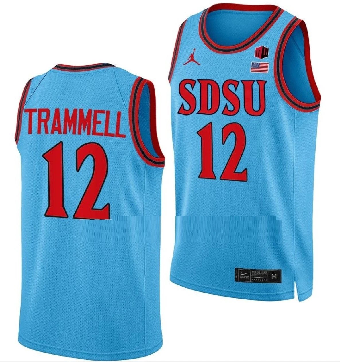 Darrion Trammell Jersey San Diego State Aztecs College Basketball Blue Alternate #12 by My store basketball