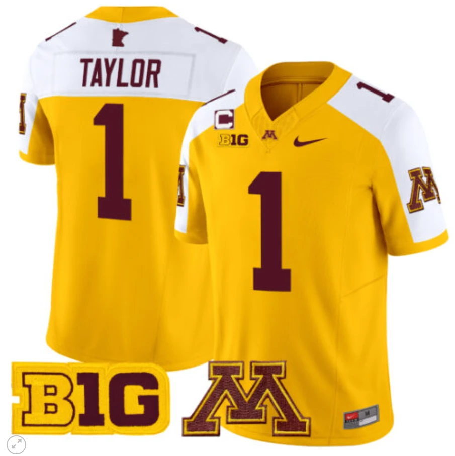 Darius Taylor Jersey #1 Minnesota Golden Gophers Vapor Limited Football Gold Alternate by My Store
