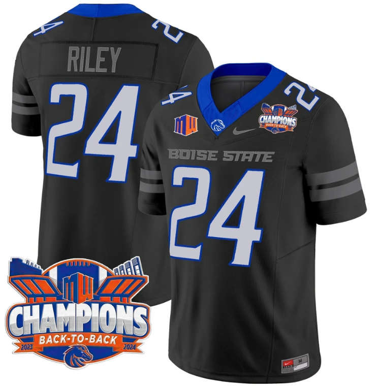 Dylan Riley Jersey #24 Boise State Broncos Back To Back Champions Black by My Store