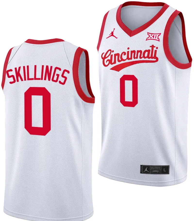 Daniel Skillings Jersey #0 Cincinnati Bearcats 70s Throwback Basketball White by My store basketball