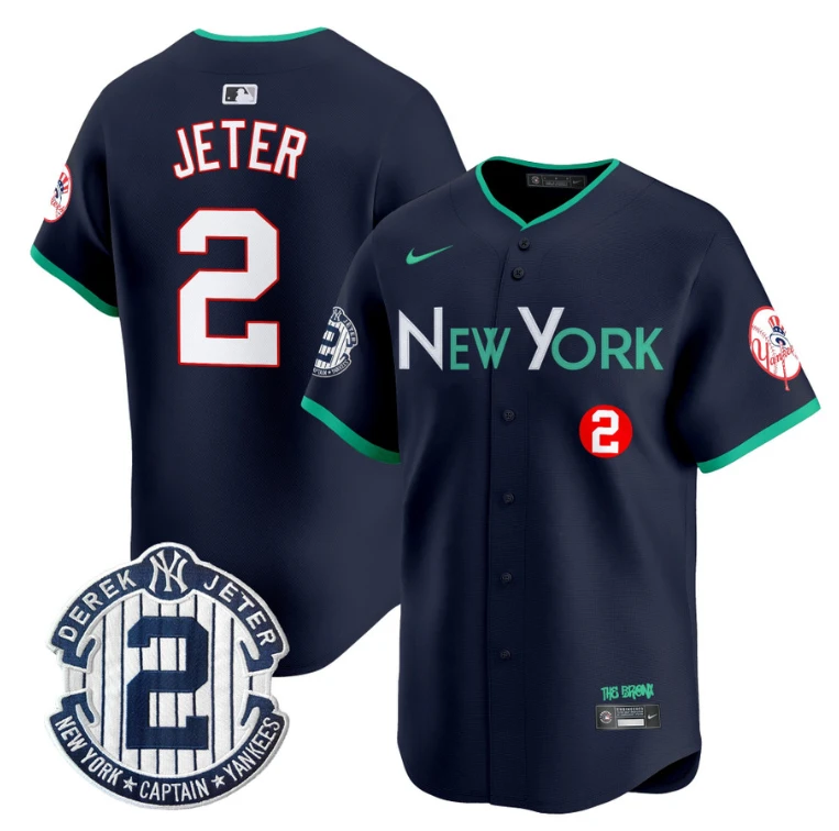 Derek Jeter Jersey #2 New York Yankees City Connect Vapor Premier Limited Stitched Navy by My Store