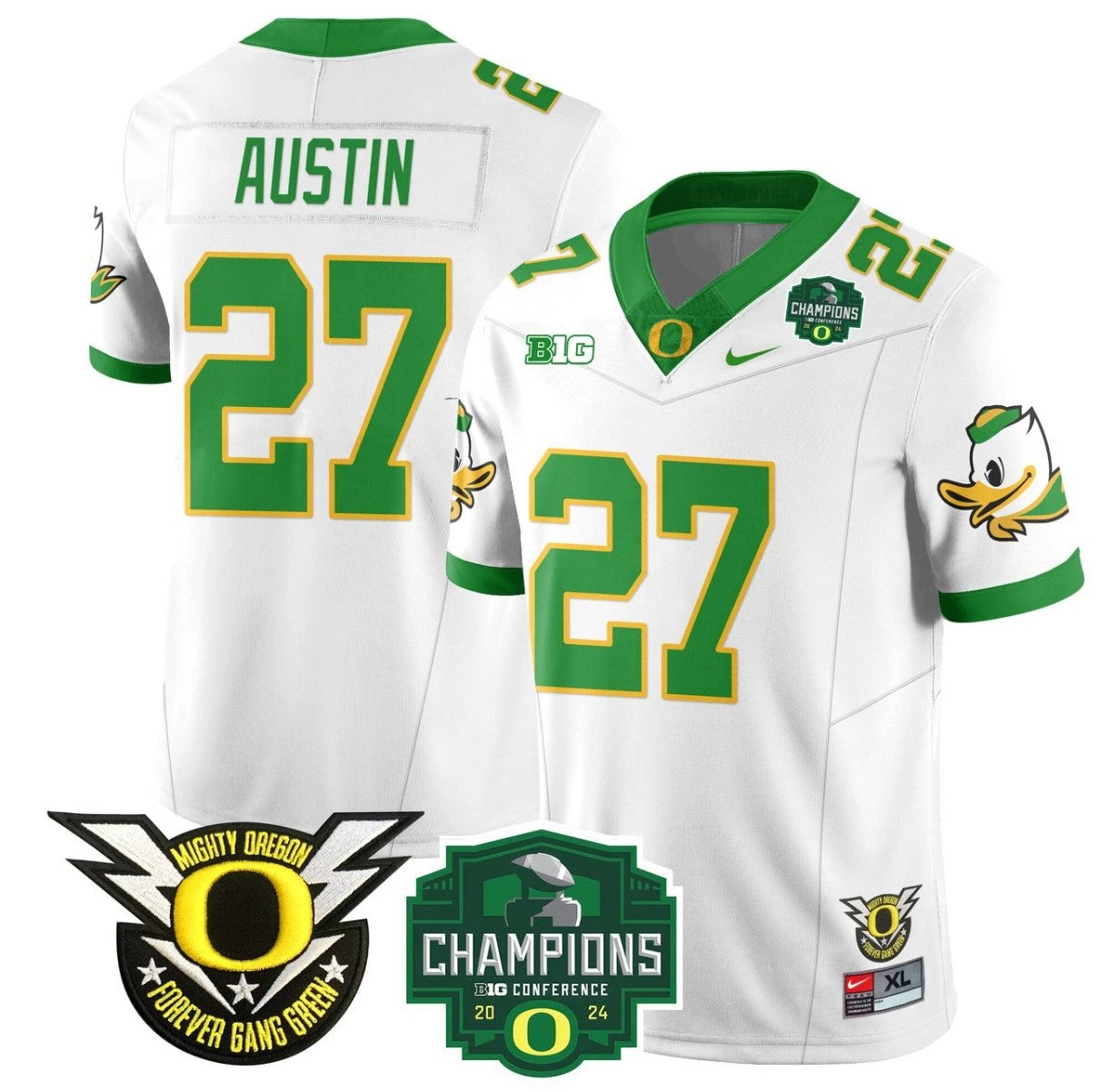 Daylen Austin Jersey #27 Oregon Ducks 2024 Big Ten Champions Football White by My Store