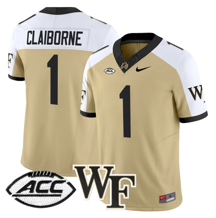 Demond Claiborne Jersey #1 Wake Forest Demon Deacons 2024 Stitched White by My Store