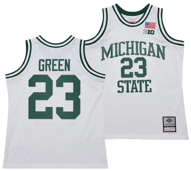Draymond Green Jersey #23 Michigan State Spartans 125th Basketball Anniversary 1990 Throwback White by My store basketball