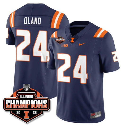 David Olano Jersey #24 Illinois Fighting 2025 Music City Bowl Champions Navy by NCAA Football Jersey