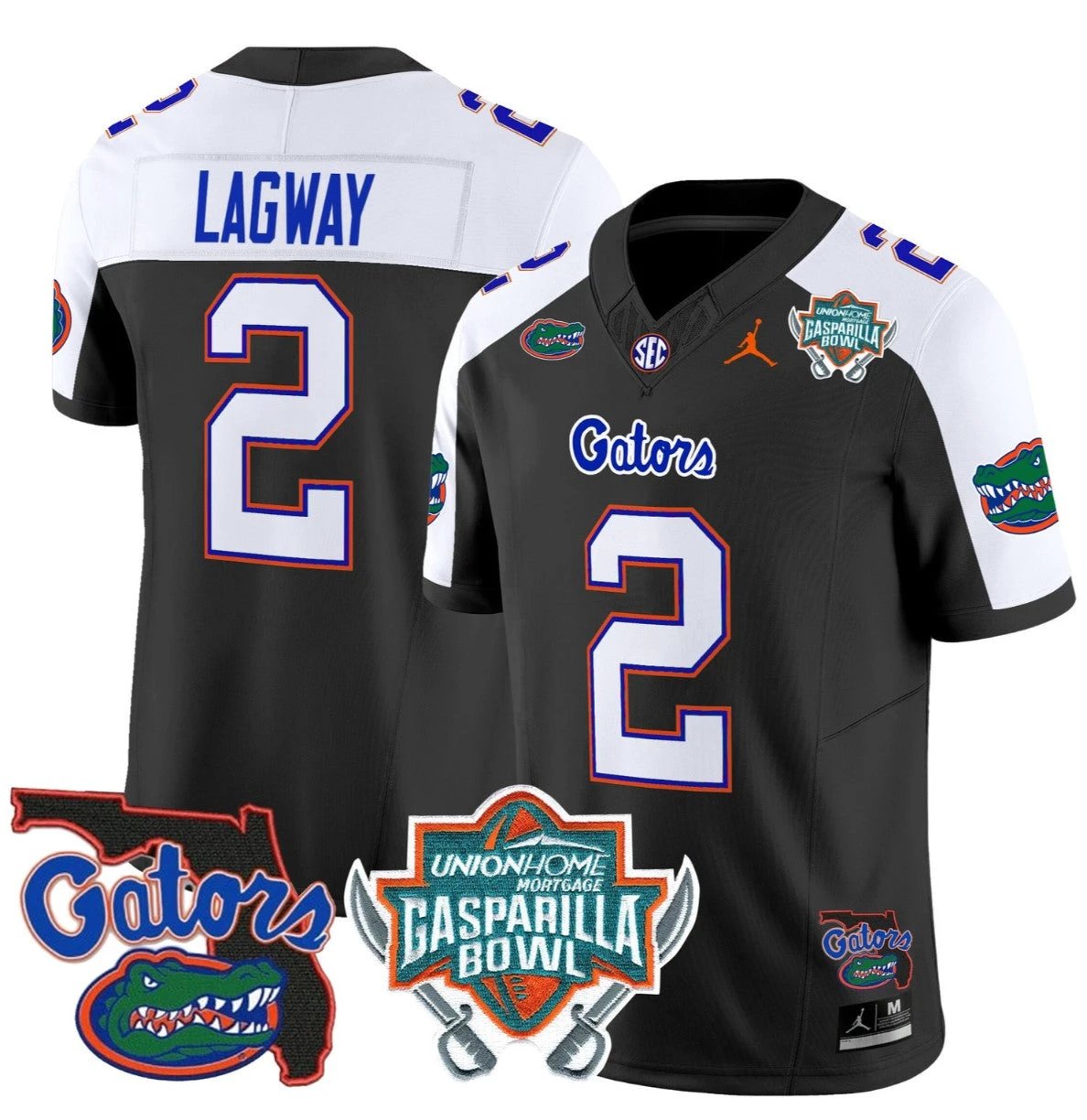 DJ Lagway Jersey #2 Florida Gators 2025 Gasparilla Bowl Patch Black Alternate by My Store