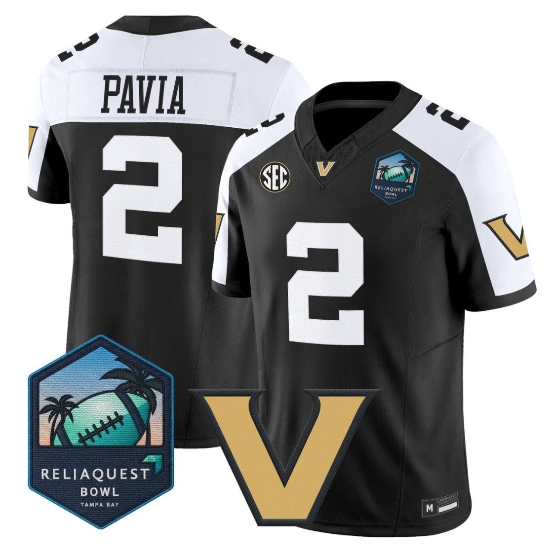 Diego Pavia Jersey #2 Vanderbilt Commodores 2025 ReliaQuest Bowl Stitched by My Store NCAA Football Jerseys