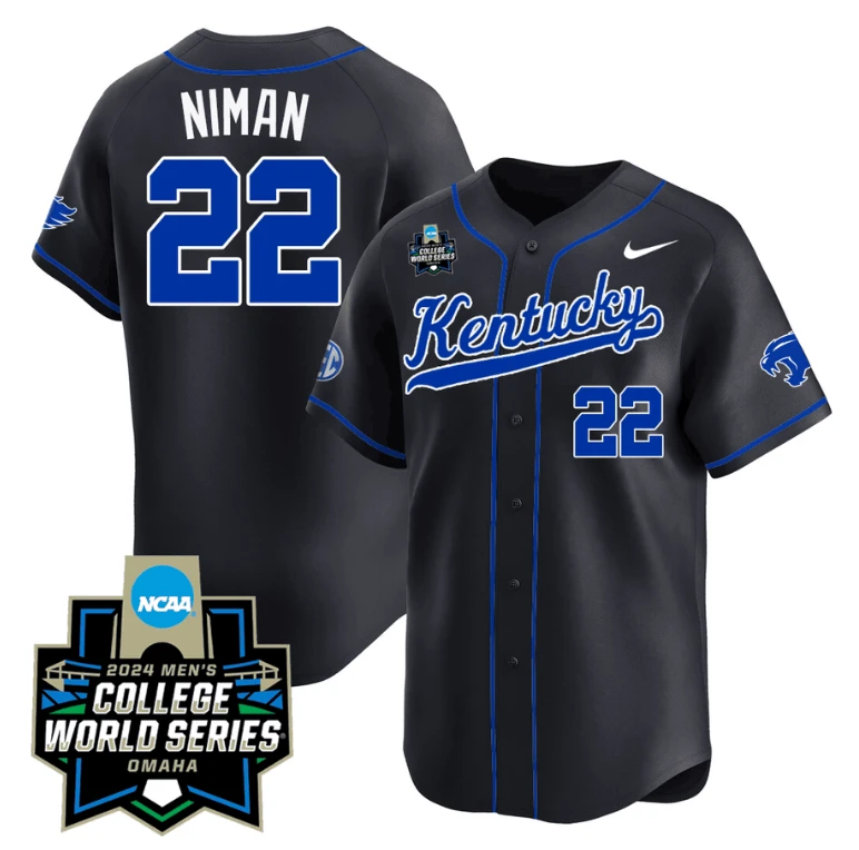Dom Niman Jersey #22 Kentucky Wildcats 2024 College World Series Vapor Premier Limited NCAA Baseball Stitched Black by My Store