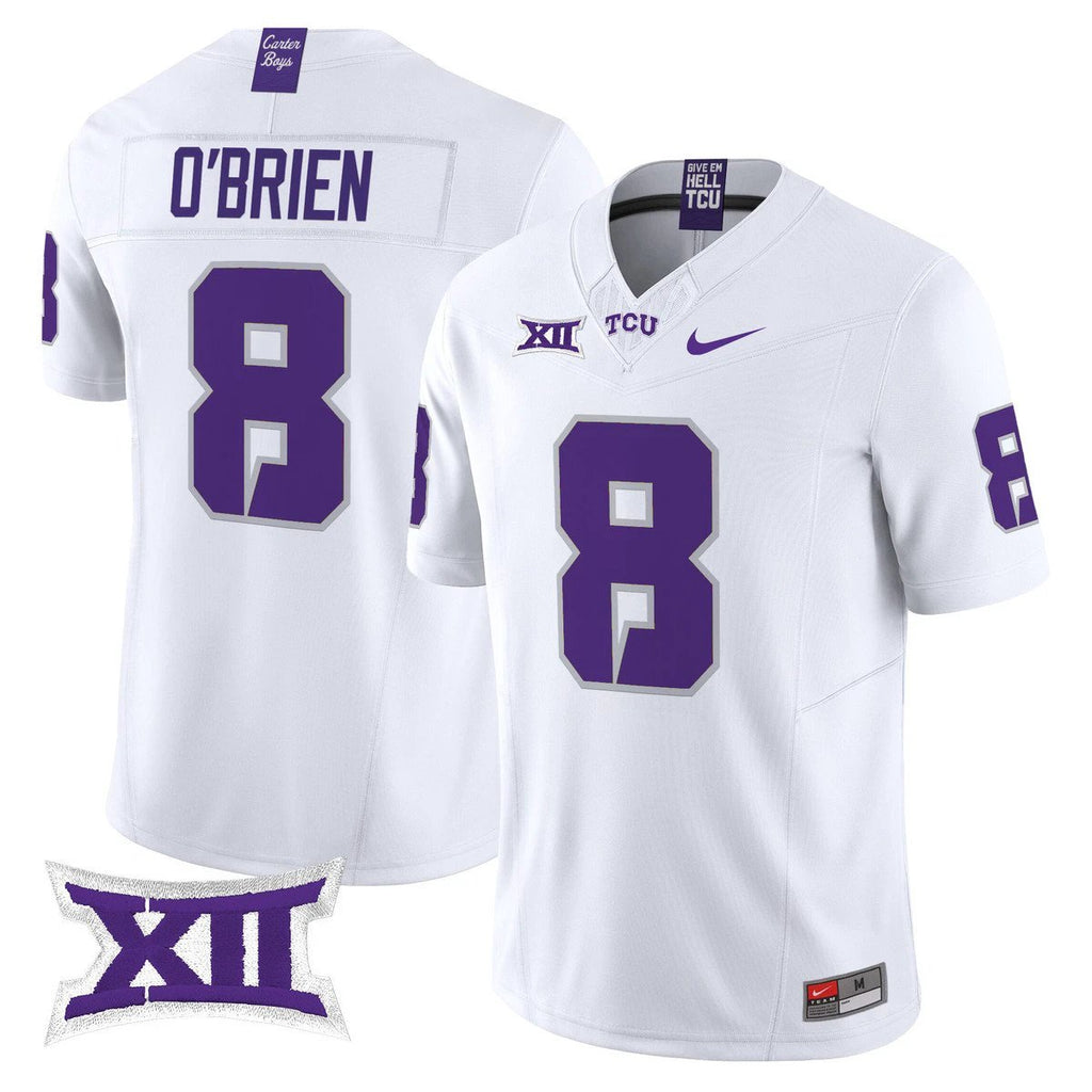 Davey O'Brien Jersey #8 TCU Horned Frogs 2025 Vapor Limited Stitched White by My Store NCAA Football Jerseys