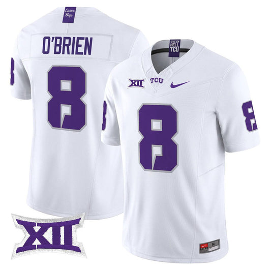Davey O'Brien Jersey #8 TCU Horned Frogs 2025 Vapor Limited Stitched White by My Store NCAA Football Jerseys