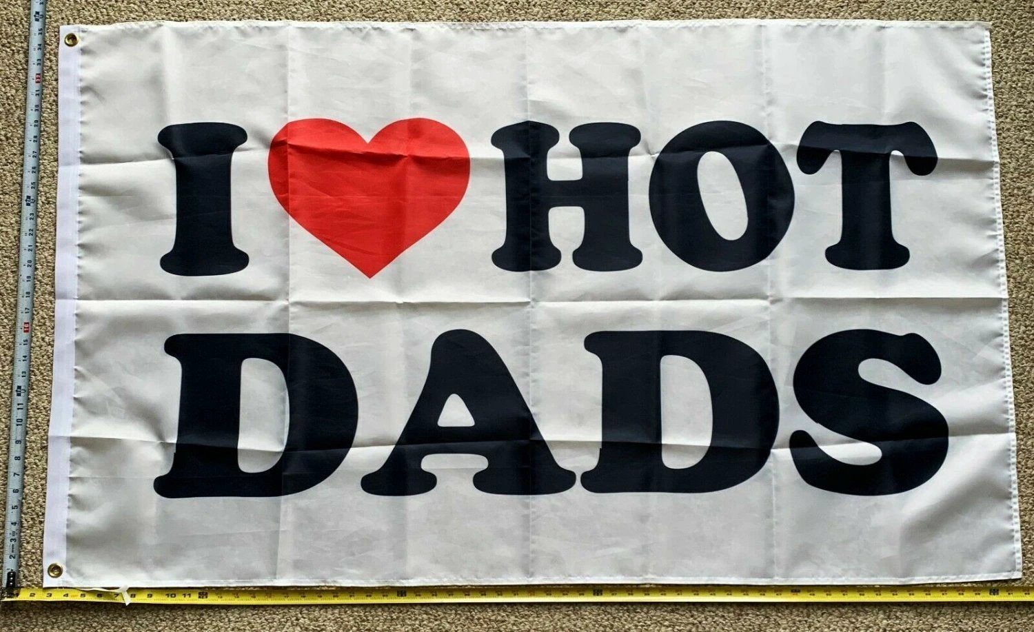 Dad Flag I Heart Hot Dads W Beer Busch Bud Trump Sign Poster 3x5' by flagsjustdoit