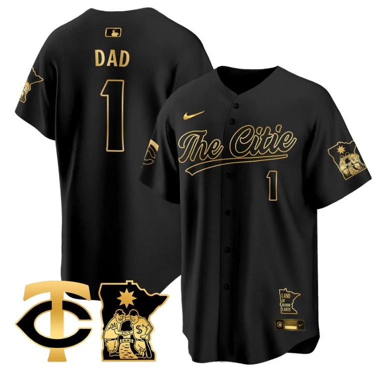 Dad Jersey #1 Minnesota Twins 2025 City Connect Concept Stitched Black Gold by My Store