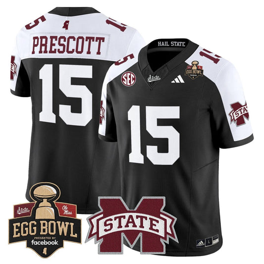 Dak Prescott Jersey #15 Mississippi State Bulldogs 2025 Egg Bowl Stitched by My Store NCAA Football Jerseys