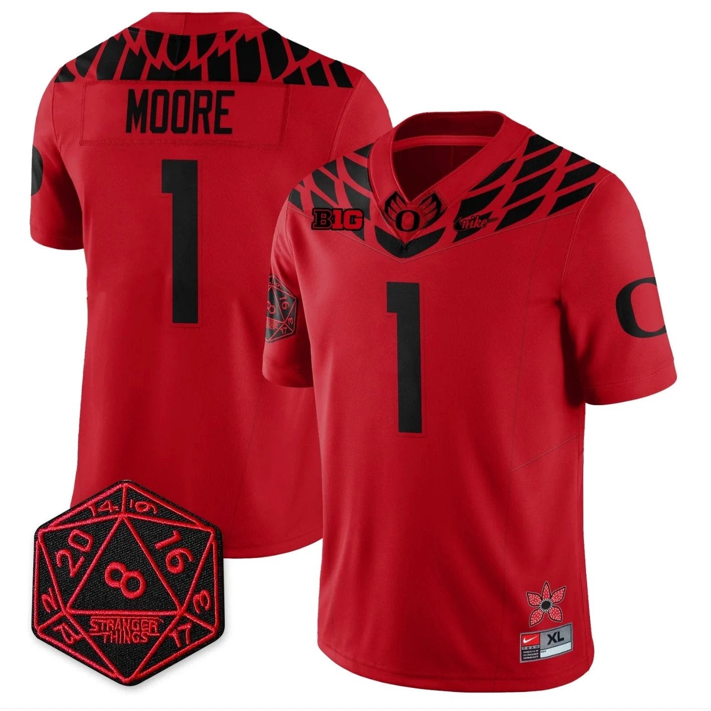 Dakorien Moore Jersey #1 Oregon Ducks Shoe Duck Stranger Things Stitched by My Store NCAA Football Jerseys