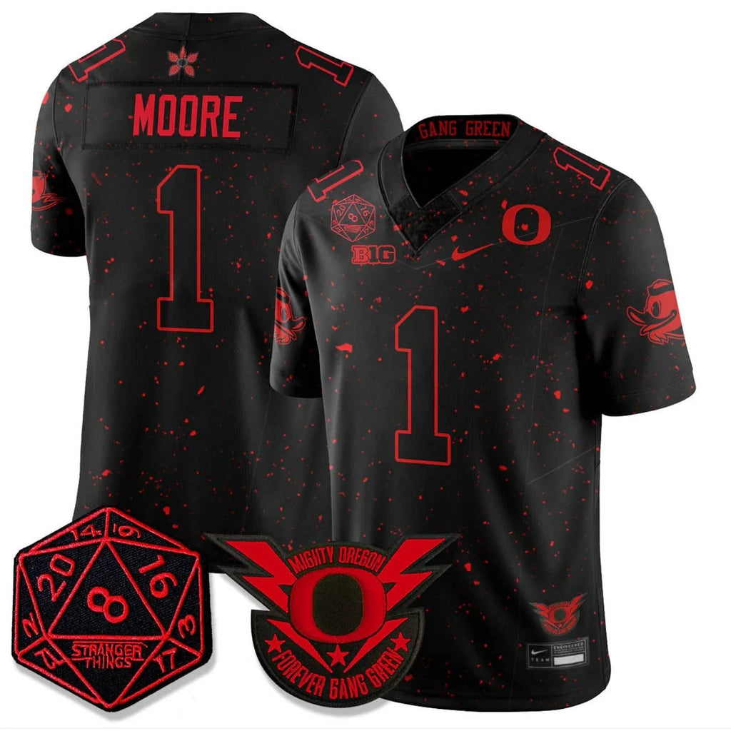 Dakorien Moore Jersey #1 Oregon Ducks Stranger Things Vapor Limited Stitched by My Store NCAA Football Jerseys