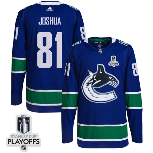 Dakota Joshua 81 Vancouver Canucks 2024 NHL Playoffs Patch Home Jersey - Men, Blue by Hockey David