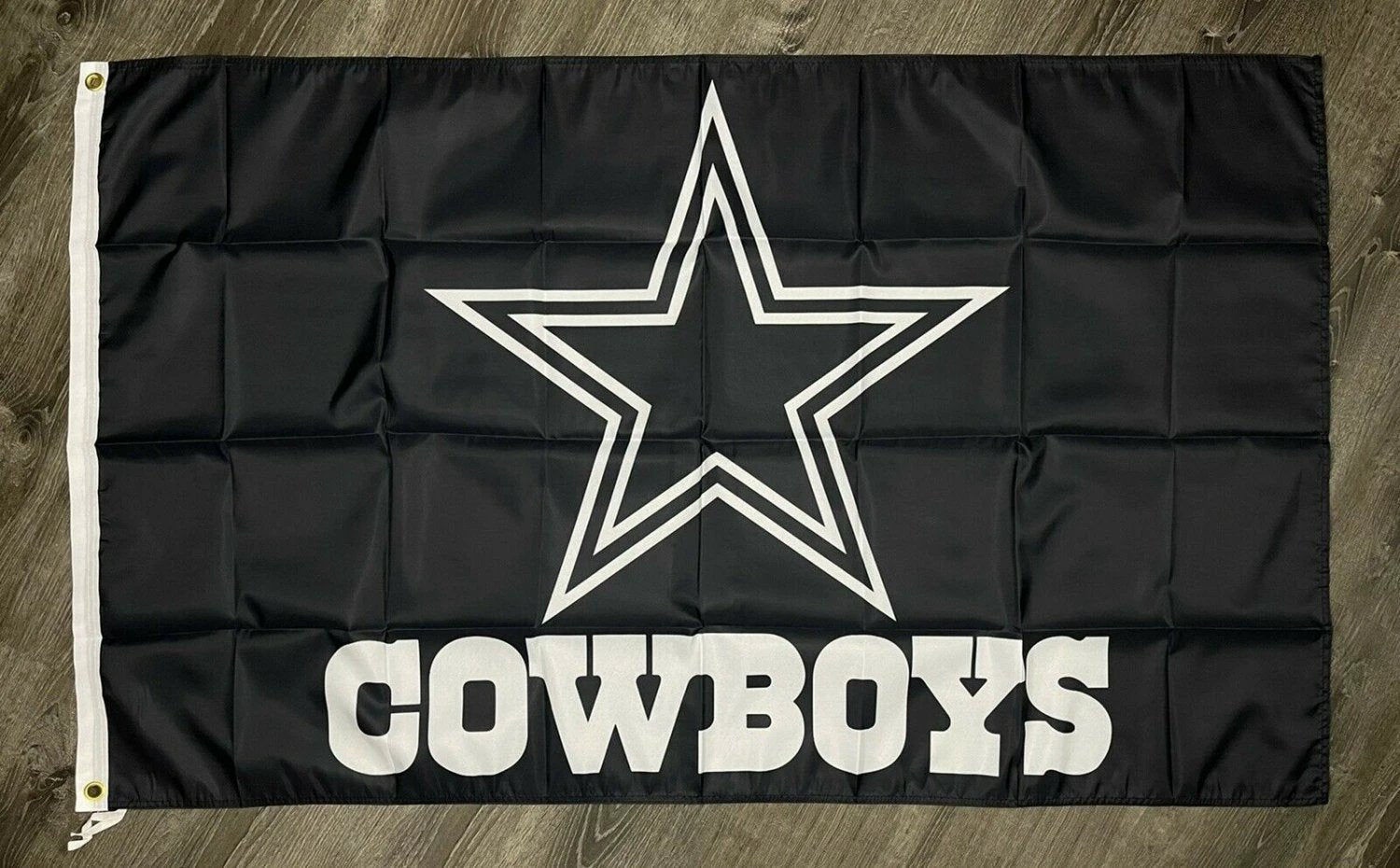 Dallas Cowboys Logo Flag 3x5 ft Sports Black Banner Man-Cave Garage by flagsjustdoit